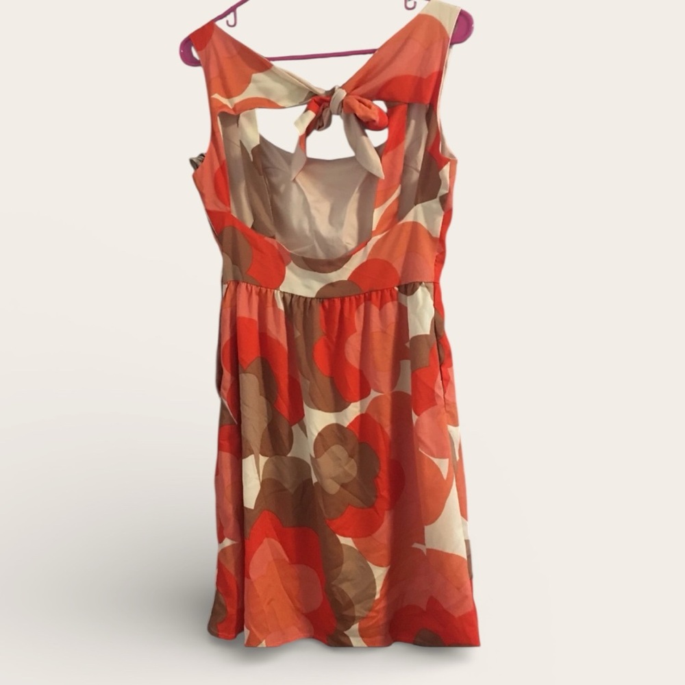 Judith March Floral Retro Mini Sundress Orange Pink Large EUC - Picture 8 of 13